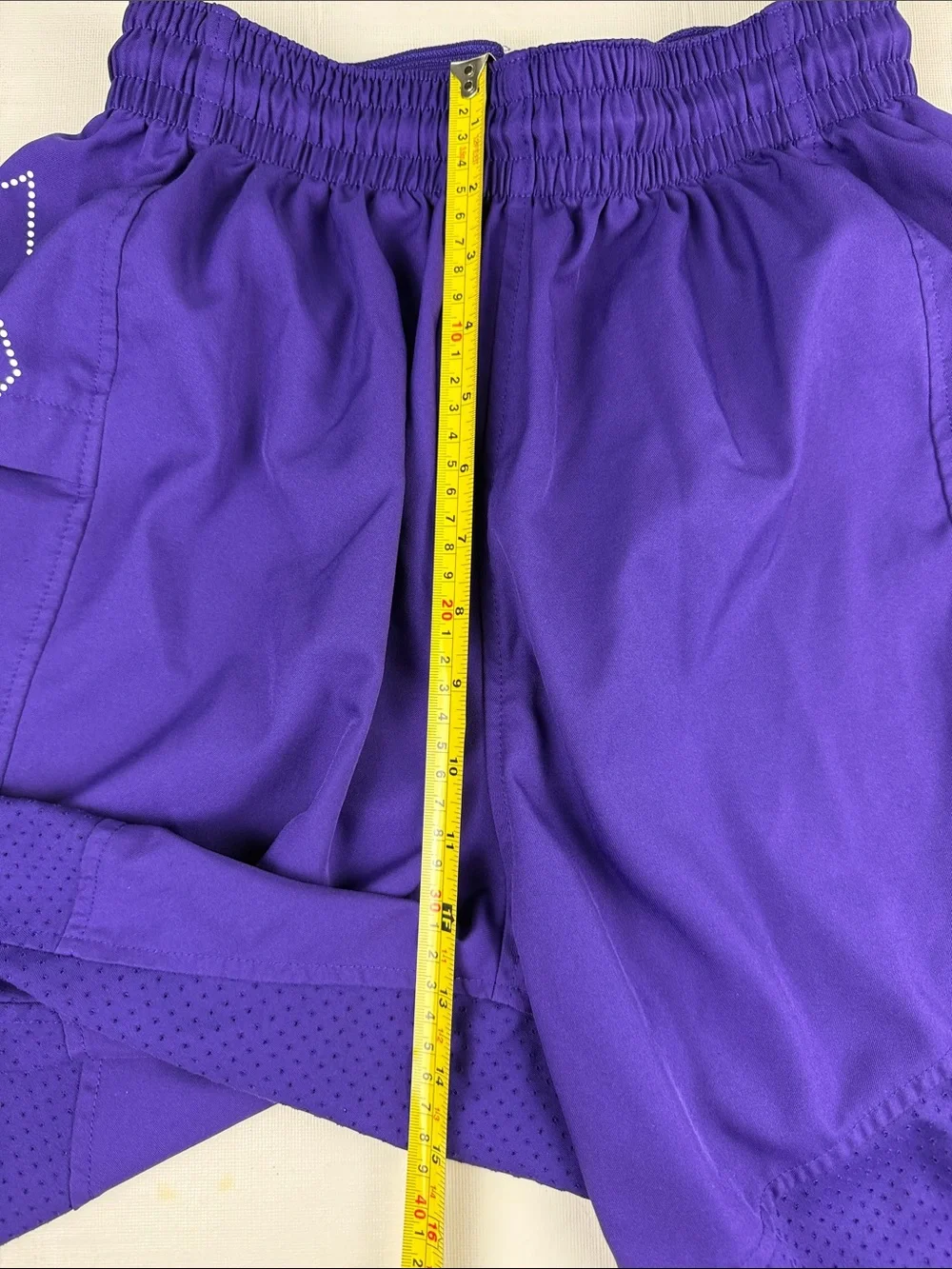 Jordan Men’s Purple Basketball Shorts Neon Yellow Accents Red Jumpman Size M